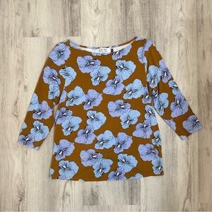 Fighting Eel Ava Sky Valencia Boatneck Floral 3/4 Sleeve Size XS